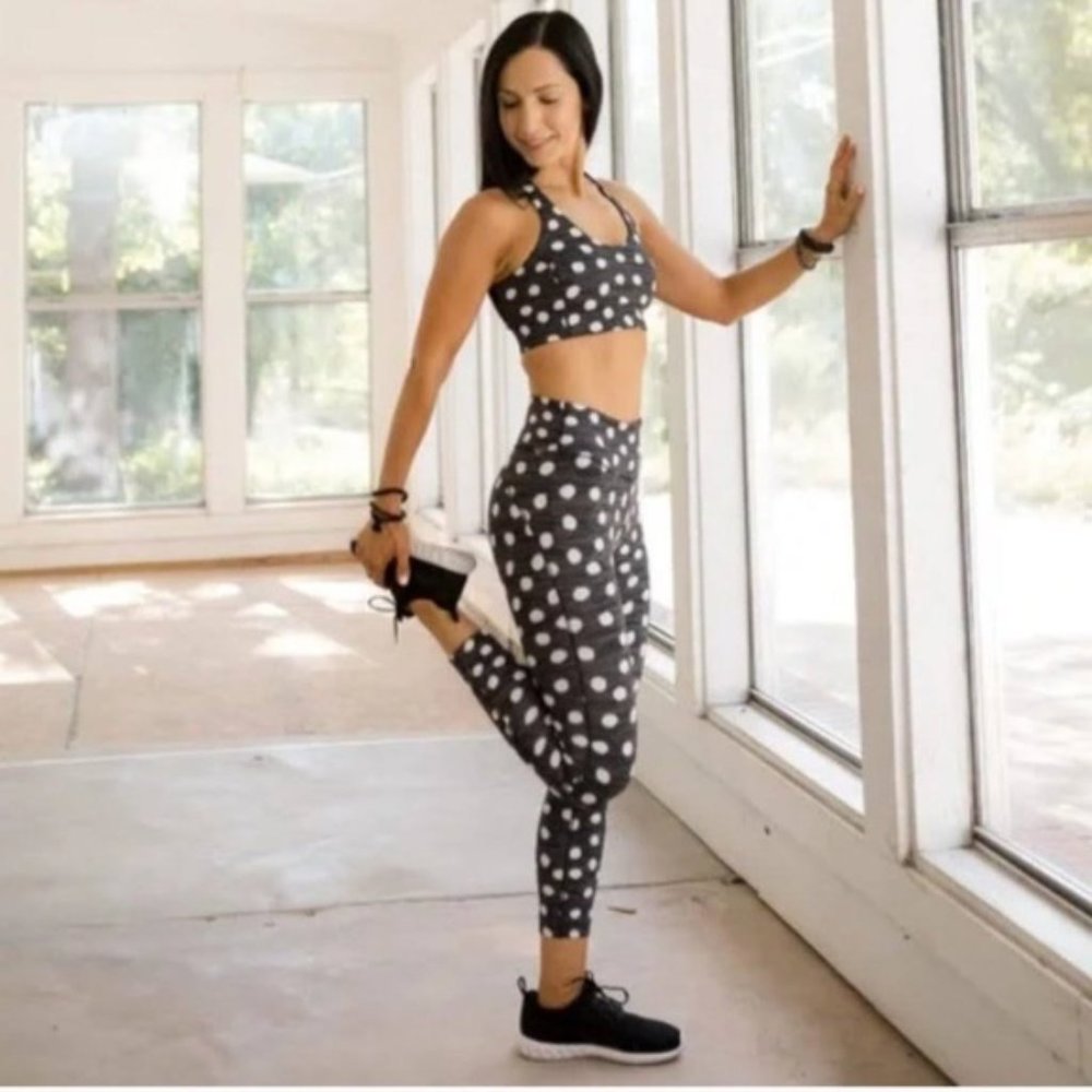 Outdoor Voices | Polka Dot 3/4 Leggings in Black and White Size Small